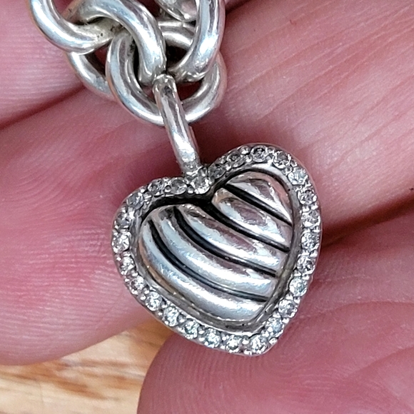 David Yurman 925 Diamond Heart Toggle Bracelet - Picture 4 of 5